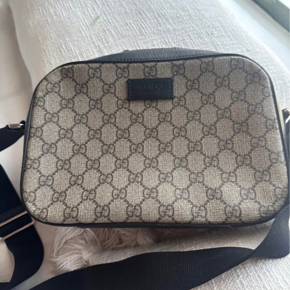 Gucci Beige and Black Monogram Crossbody